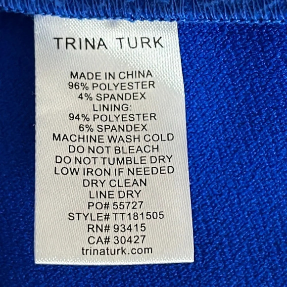 Trina by Trina Turk Dress Surplice Bell Sleeve Royal Blue - Size 2 - Picture 5 of 6